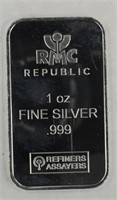 ONE OUNCE SILVER BAR - REPUBLIC METALS