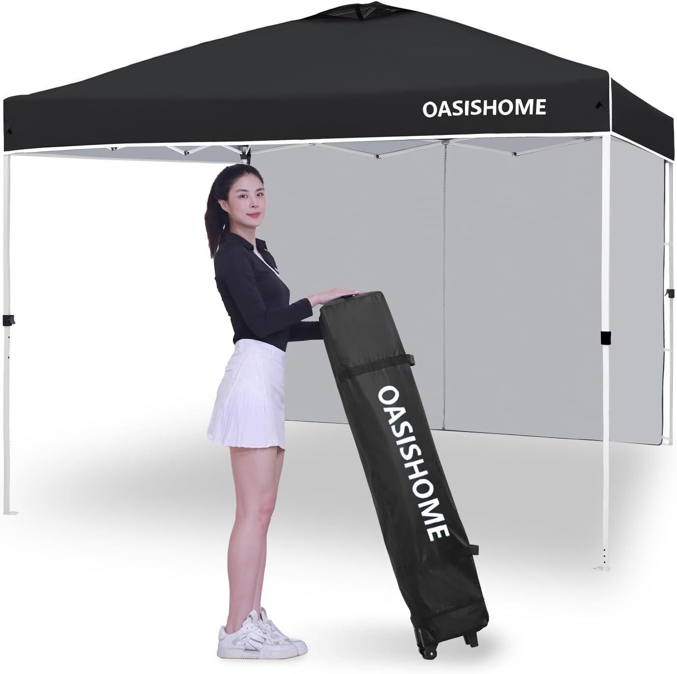 10'x10' Black Gazebo Tent with Sidewall