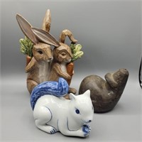 SQUIRREL BANK, WOOD SNAIL & BUNNY RABBITS