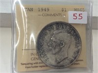 1949 (iccs Ms65) Canadian Silver Dollar