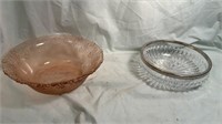 Depression glass bow, glass bowl