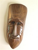 12" Carved Wood Hawaiian Tiki Mask Wall Hanging