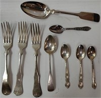 8pc Misc Spoons & Forks - Possibly Silver Plated