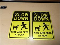 2-Slow Down Kids at Play Signs 11.75x17.75