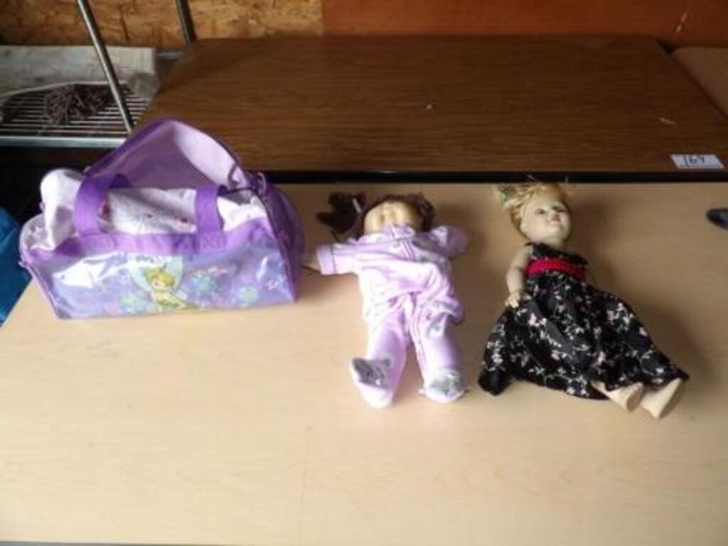 2 Dolls w/Tinkerbell Bag