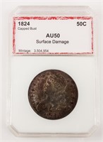 Coin 1824 Capped Bust Half Dollar PCI AU50*