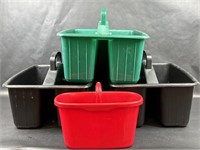3 Compartment Storage Bin with Handle Black Green