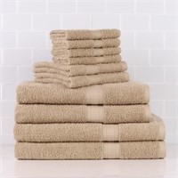 SR1213 10-Piece Bath Towel Set, Tan