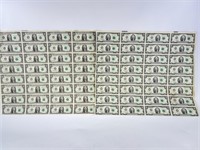 Sheets of Uncut US Banknotes