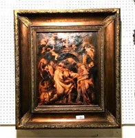 Religious Painting on Canvas in Gilt Frame