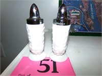 PAIR OF MILK GLASS SALT PEPPER SHAKERS