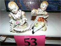 2 BONE CHINA LACE THAMES FIGURINES