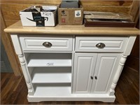 WHITE CABINET WITH DRAWERS AND SHELVES-42x18x36