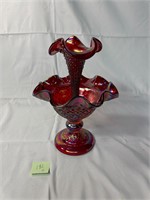 Fenton Glass Ruby Carnival Epergne 2003