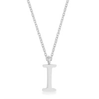 Stainless Steel Initial Capital Letter I Necklace