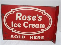 1957 Vintage "Rose's Ice Cream" Sign-Double-sided
