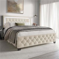 HH71497  HH260 King Beige Platform Bed w/LED