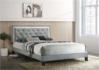 H71197  Passion Grey Velvet Platform Bed - King