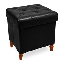 Folding Storage Ottoman Cube PU Leather Footstool