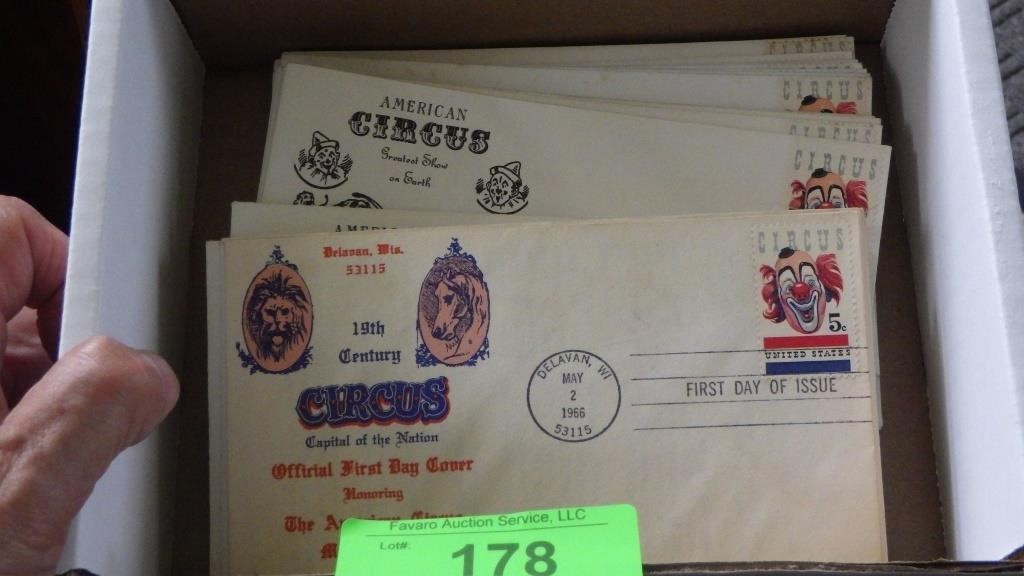 VINTAGE FIRST DAY COVER AMERICAN CIRCUS ENVELOPES