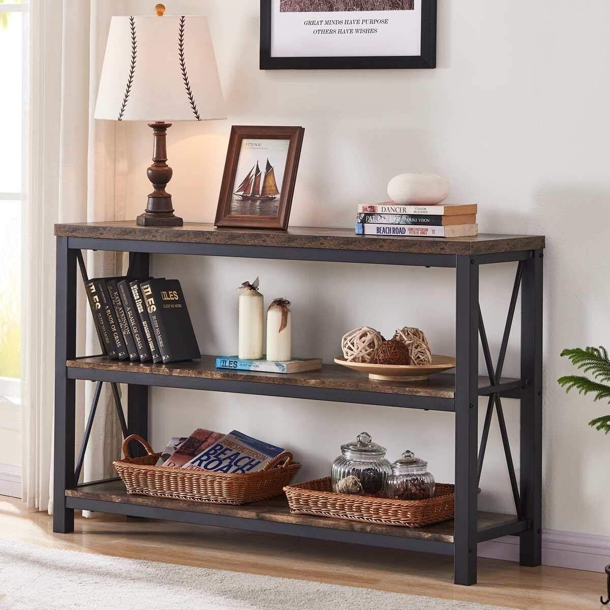 BON AUGURE Industrial Console Table  47 Inch