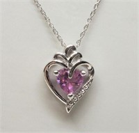 Sterling Silver Birth Stone Heart Pendant Necklace