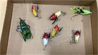 7 lures, Heddon crazy crawler, fox moss boss,