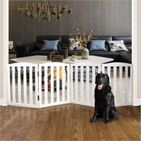 ZJSF Indoor Dog Gates Wood 4 Panels 80W x 24H