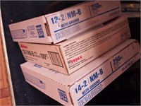 Three boxes of 12-2 NM-B copper wire, 250 feet in