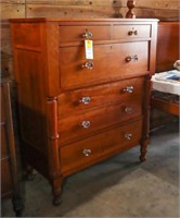Antique Solid Maple Empire Style 6 Drawer Chest