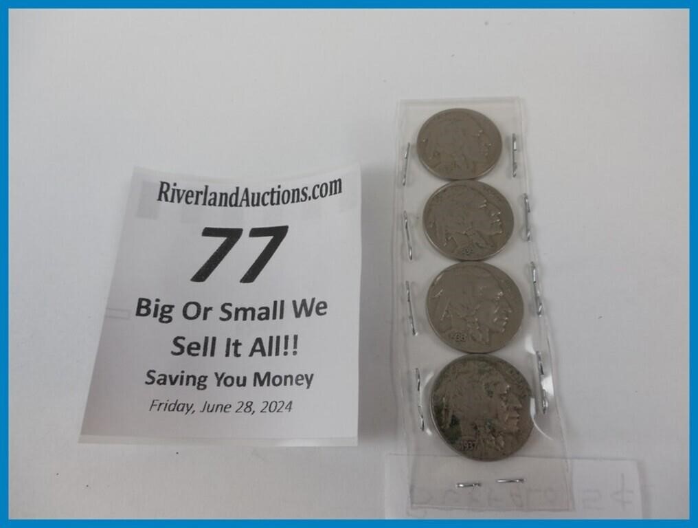 QTY 4 - BUFFALO NICKELS - 3 ARE 1936 AND 1 IS