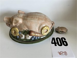Large Loiusville Stoneware Pottery Pig Platter
