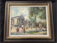 Antique Artist Signed Oil on Canvas Capital.