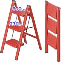 JOISCOPE 3 Step Ladder, Folding, Red