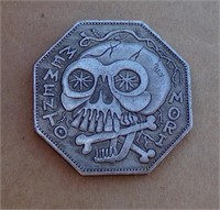 Hobo Style Skull Challenge Coin