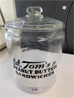 Tom’s Peanut Butter Sandwich Jar w/ Planters Lid.