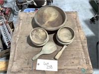 Wooden Bowls, Pestle, & Paddle Set