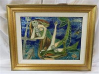 FRAMED MID CENTURY MODERN ENAMELED NAUTICAL