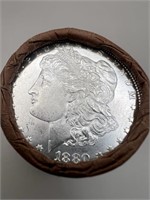 $20 Silver Dollar Roll w/ 1880 Morgan Silver Dolla