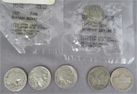 (5) Buffalo Nickels & (2) Jefferson Nickels.