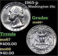 1965-p Washington Quarter 25c Grades GEM++ Unc