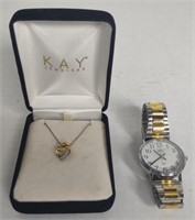 14KT Gold Kay Jewelry Necklace (1.7g) & Timex