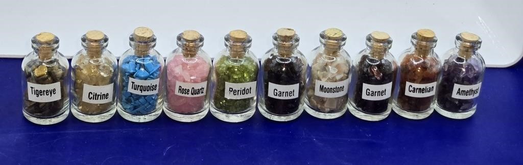 Assorted Small Gemstone Crystal Chip Bottles