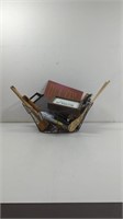 Chicken Wire Basket with Utensils And Signs