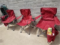 3- Burgundy Ozark Trail Folding Lawn Chairs