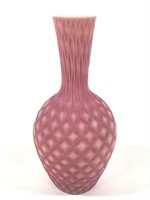 Pink Cut Velvet Diamond Quilted Satin Glass Vase