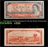 1954 Canada 2 Dollars Banknote P# 76b, Sig. Beatti