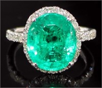 14kt Gold 6.70 ct Oval Emerald & Diamond Ring