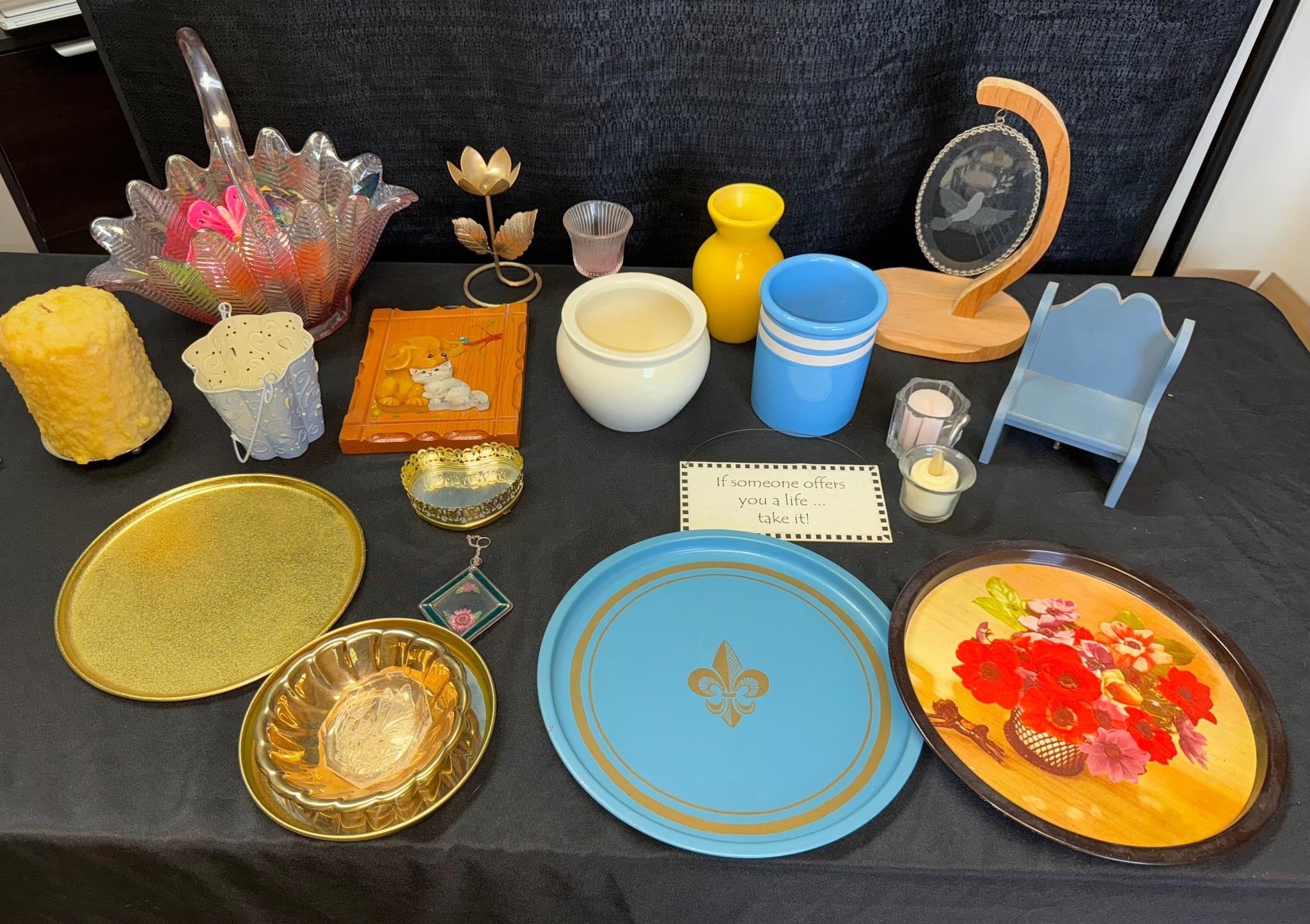 Misc decor, trays, containers, etc