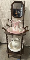 Wash stand with 2 pitchers 52"Tx21W"x18"D